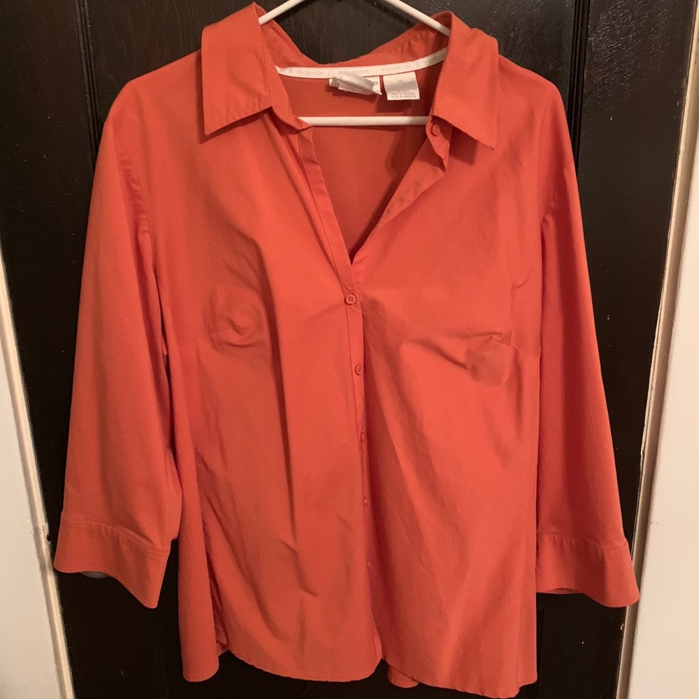 Orange button down